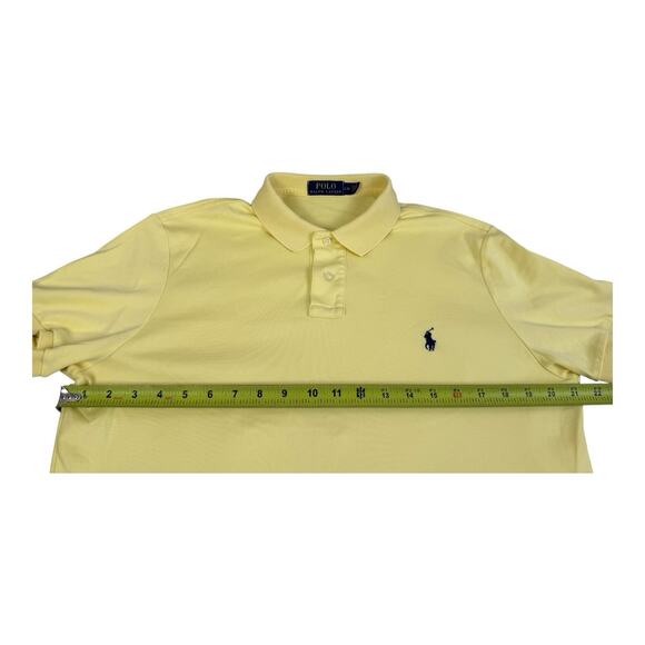 Ralph Lauren Polo Shirt Mens Large Yellow Blue Pony Preppy Smart Soft Touch Top - Picture 8 of 12